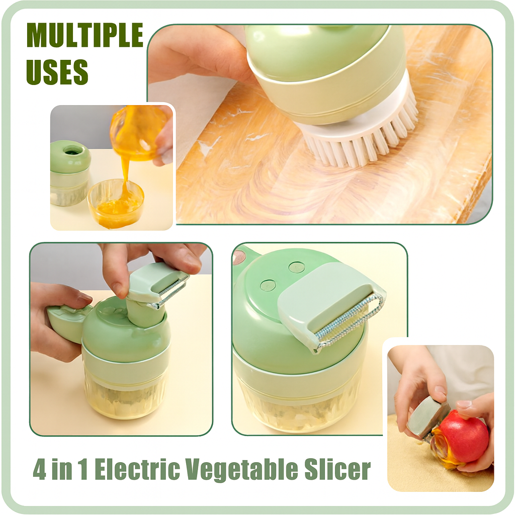 4 in 1 Portable Electric Vegetable Cutter Set