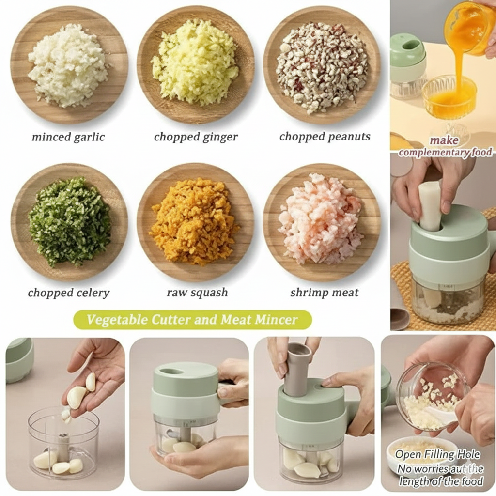 4 in 1 Portable Electric Vegetable Cutter Set